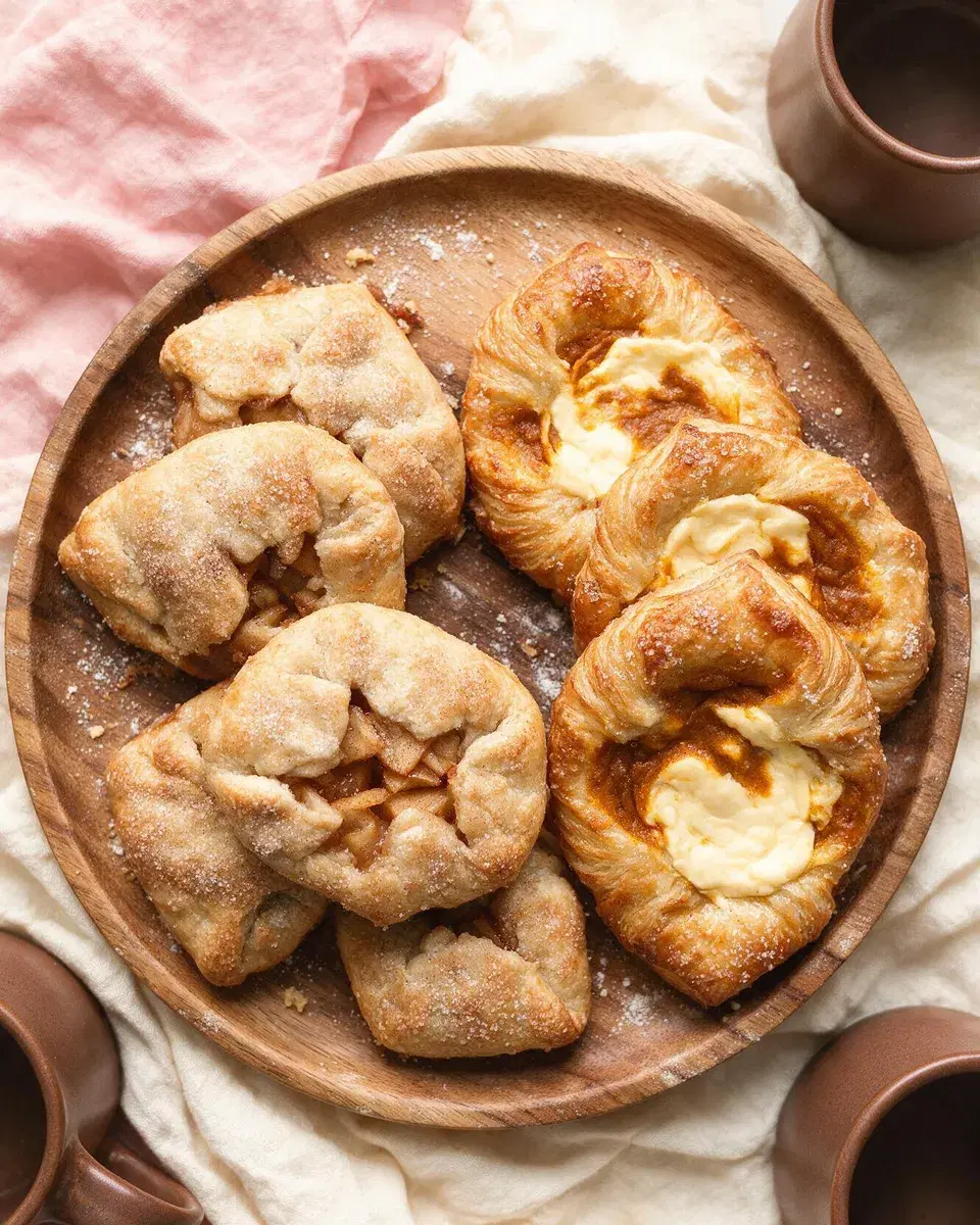 A tray of apple hand pies and pumpkin danishes